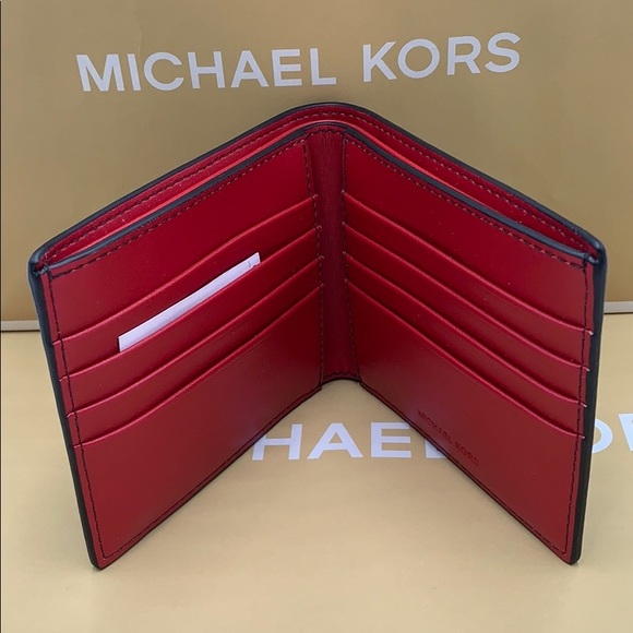MICHAEL KORS COOPER BIFOLD BLACK/SCARLET - Picture 5 of 16
